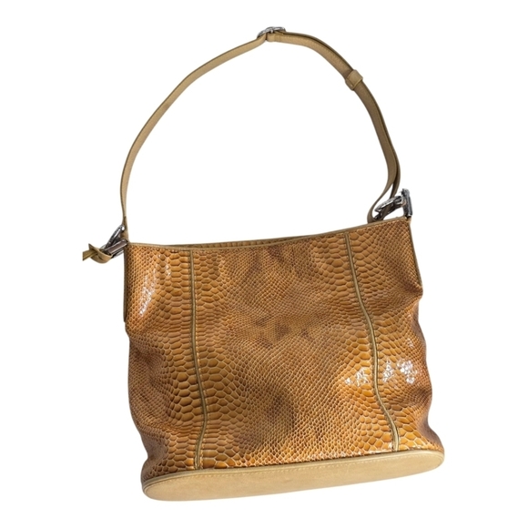 Brighton Shoulder Habdbag Women Single Strap Gold Snakeskin Print Medium Charm - Picture 4 of 16